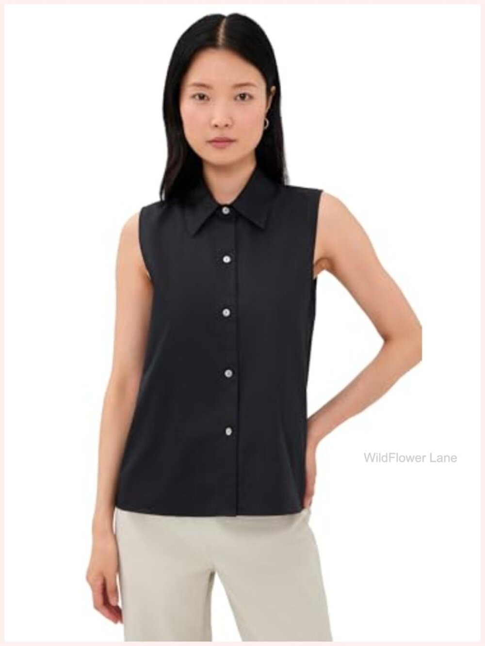 Vince Relaxed Fit Sleeveless Button Down Tank Top Blouse